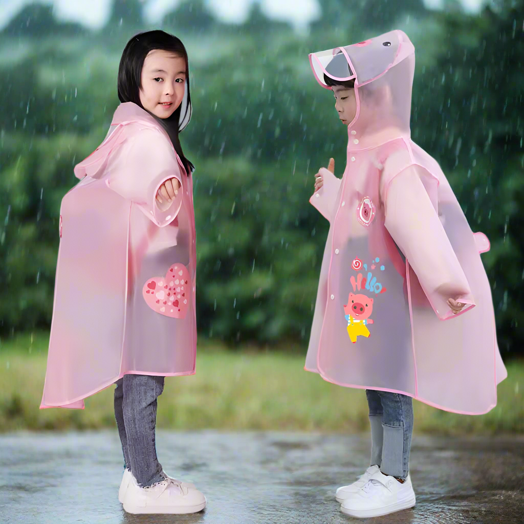 Kids' Hooded Waterproof Raincoat- Lightweight & Durable