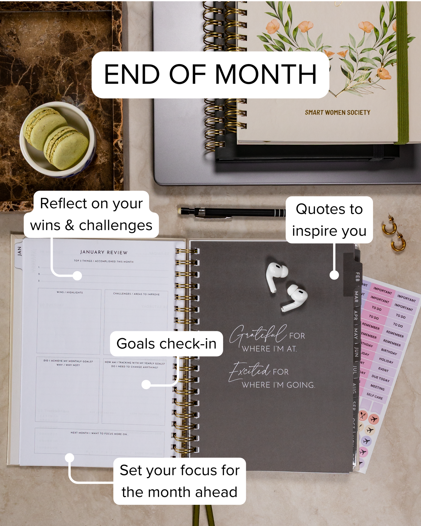 Smart Women Society - B5 Week-to-View - 2026 Calendar Year Diary/Planner - Beige