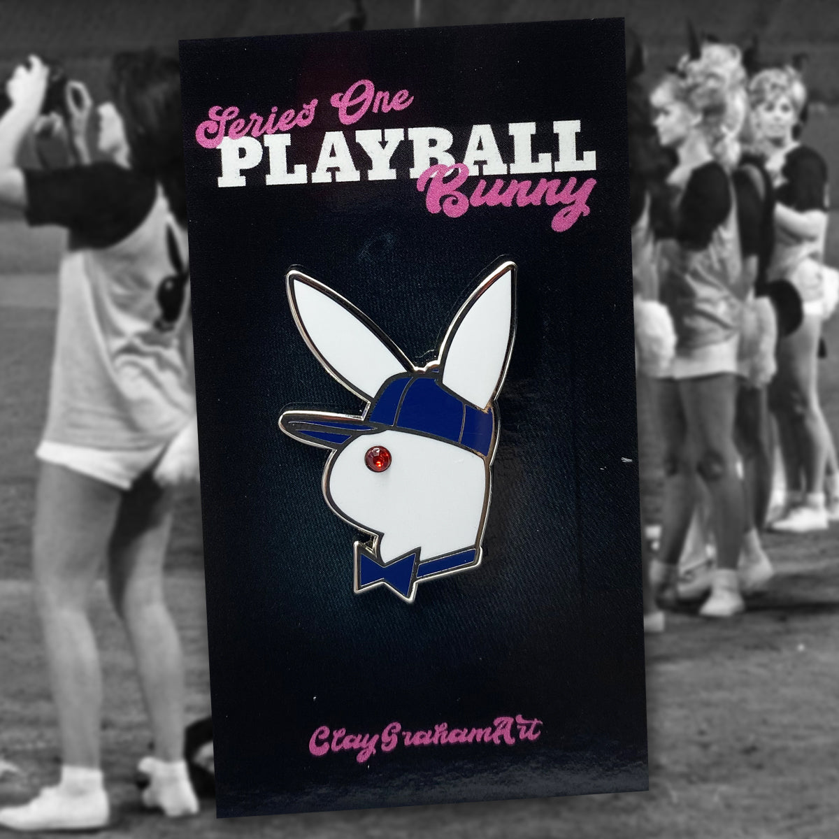 Playball Bunny Blind Bag hard enamel pin w/ gem "eye"