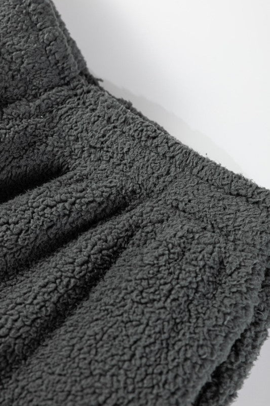 Fuzzy Drawstring Hoodie and Pants Lounge Set