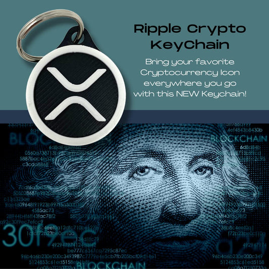 Ripple XRP Keychain Cryptocurrency Logo - Black & White - Perfect for Cryptocurrency XRP token Fans! Made in the USA!