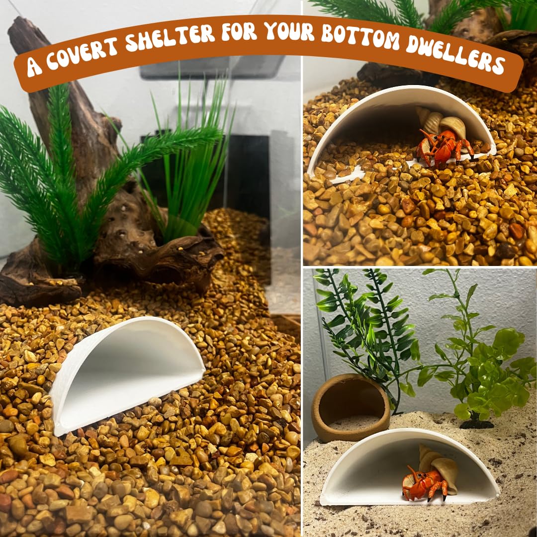 REEFSHAPE Aquarium or Terrarium Pocket Cave | Minimalist Shelter Cave for Fish, Shrimp, Reptiles, Amphibians, & More! | Made in USA