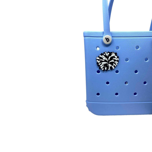 BOGLETS - Cheerleading Charm Compatible with Bogg Bags - Decorative Charm for Bogg Bags & Other Tote Bags (Black Pom Pom)