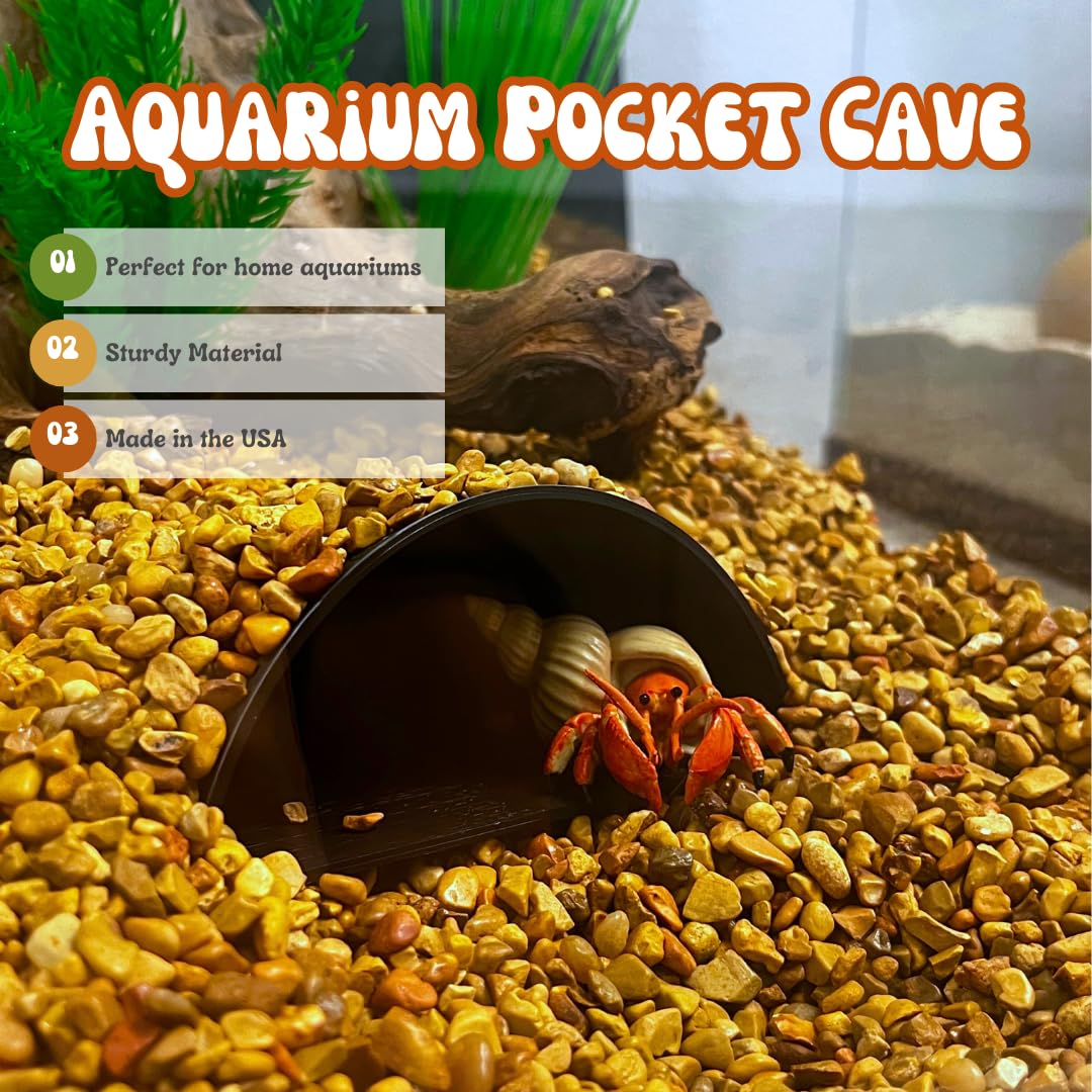 REEFSHAPE Aquarium or Terrarium Pocket Cave | Minimalist Shelter Cave for Fish, Shrimp, Reptiles, Amphibians, & More! | Made in USA