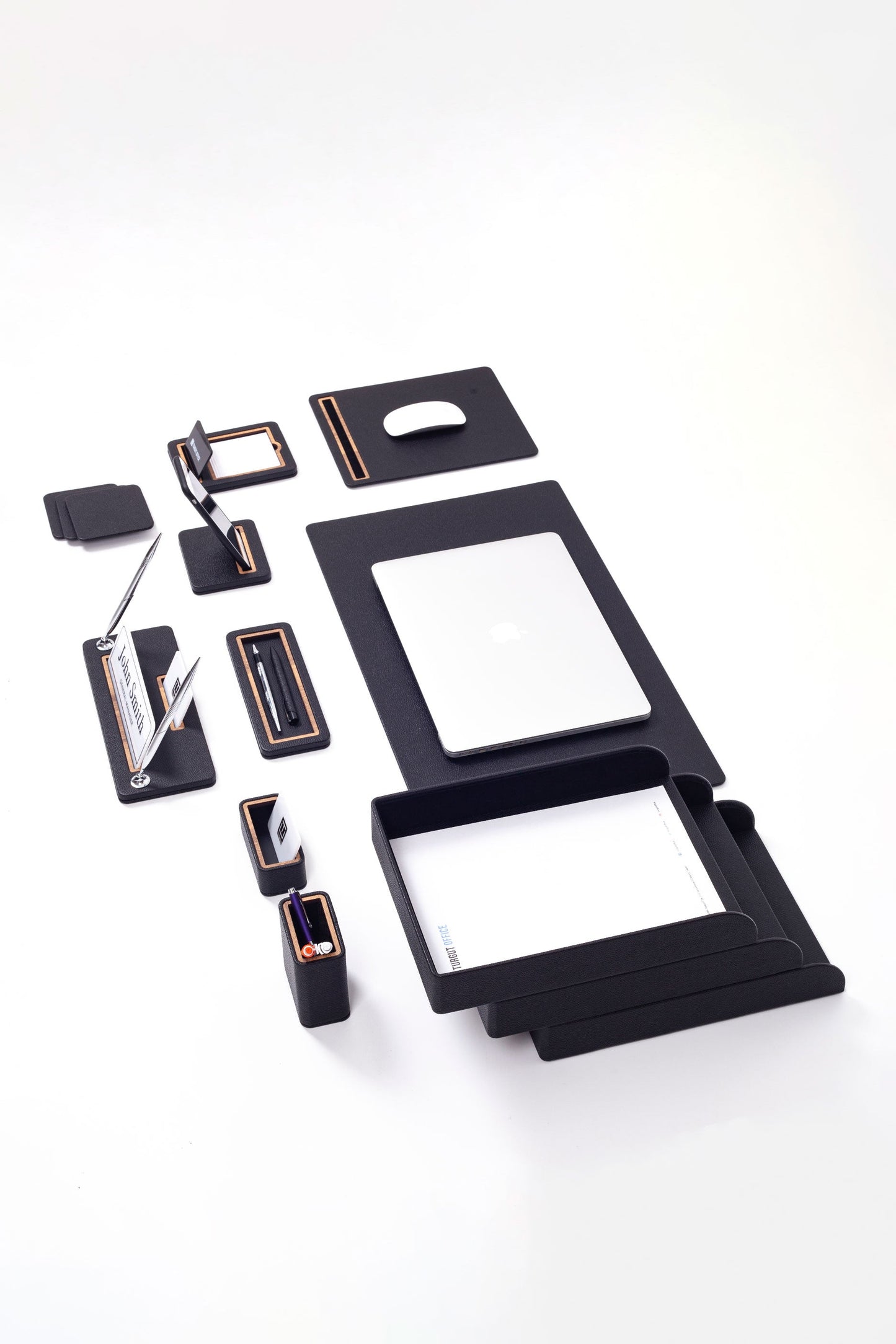 Capella Leather Desk Set 12 Pieces With Three Document Shelves