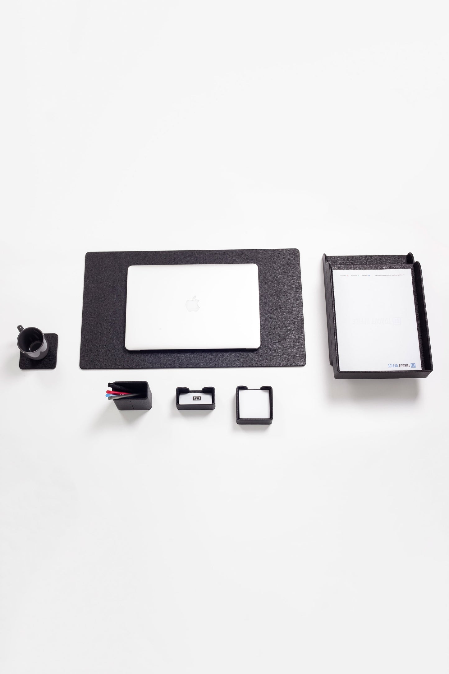 Felix Leather Desk Set Black 7 Pieces