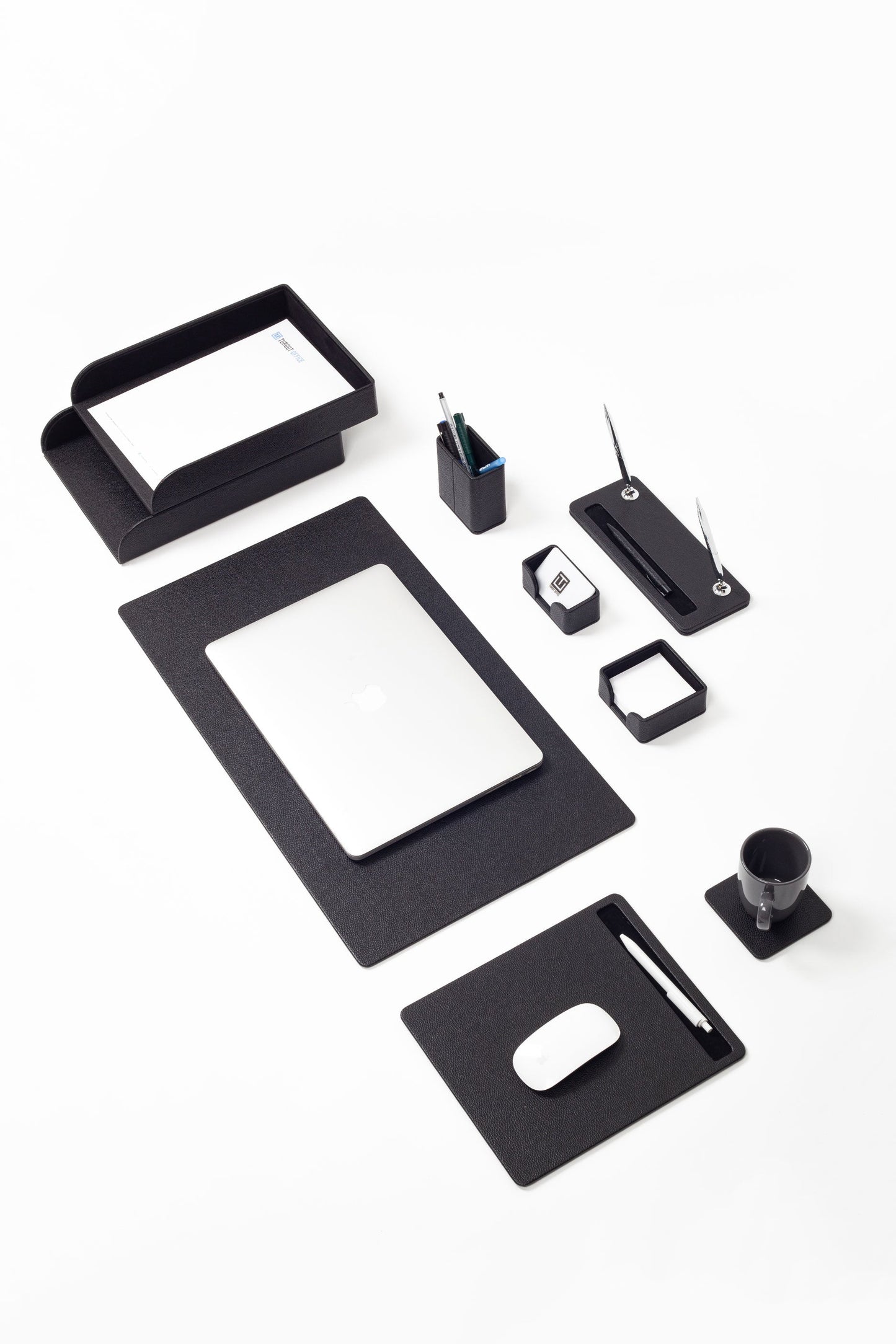 Roma Leather Desk Set Black 9 Pcs.