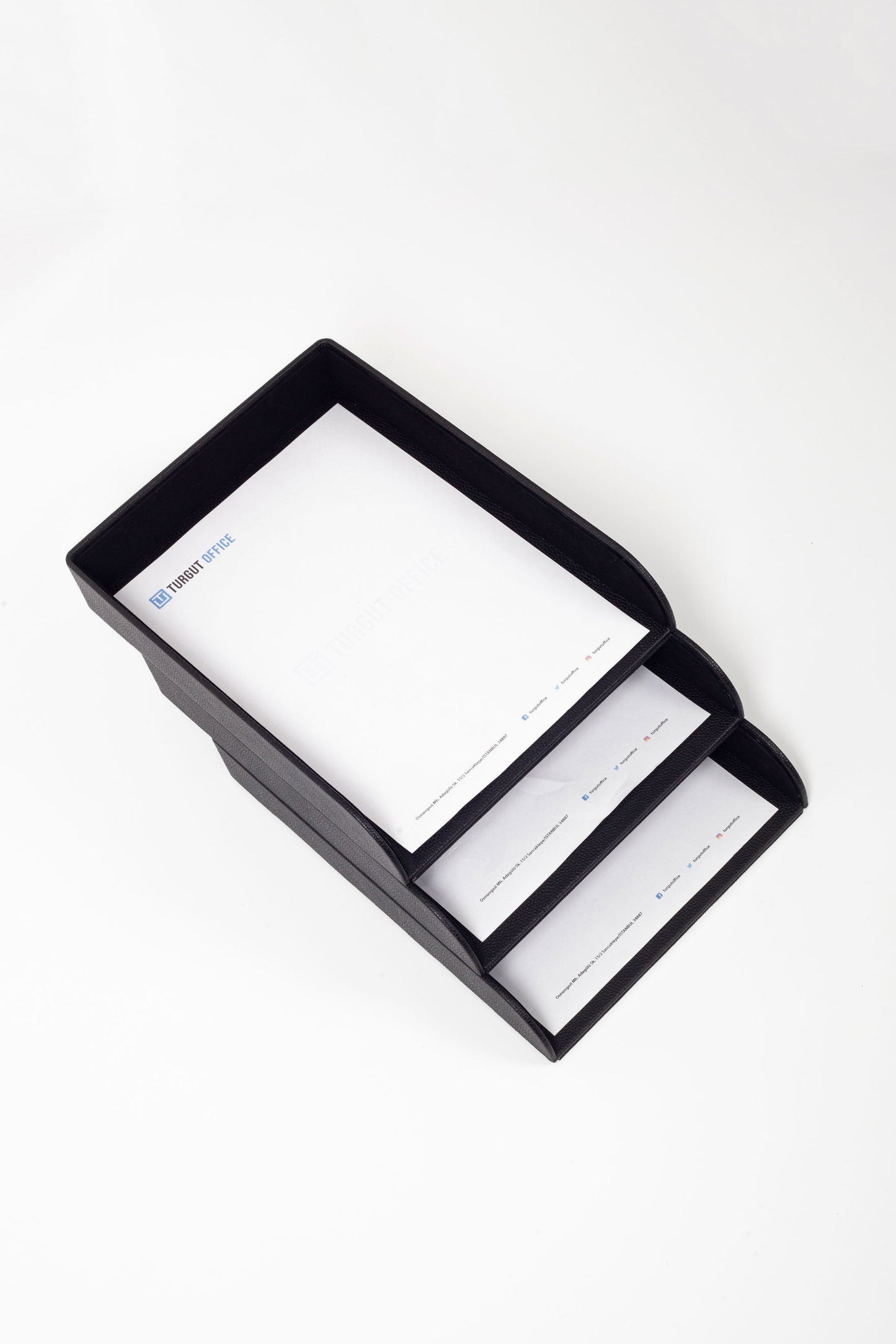 Felix Leather Document Rack Black Triple