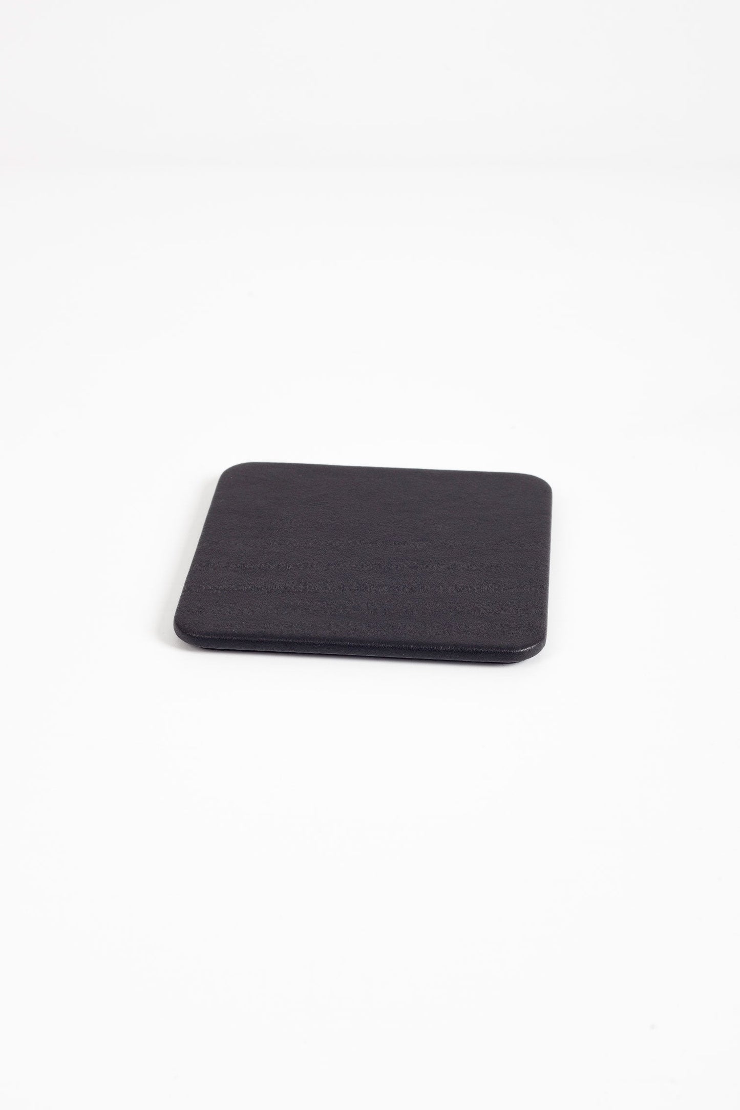 Leather Coaster Plain Black 1 Piece