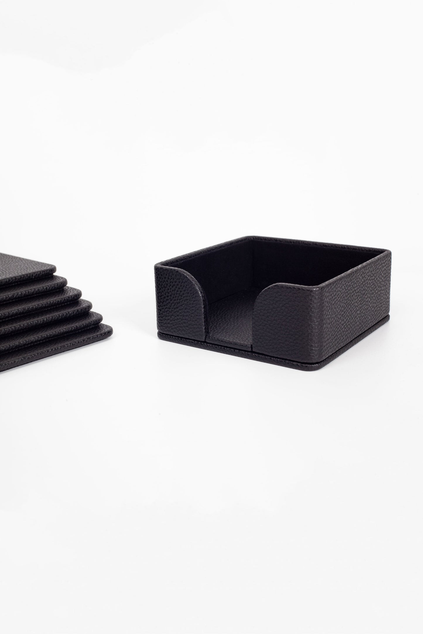 Leather Coaster Set Black