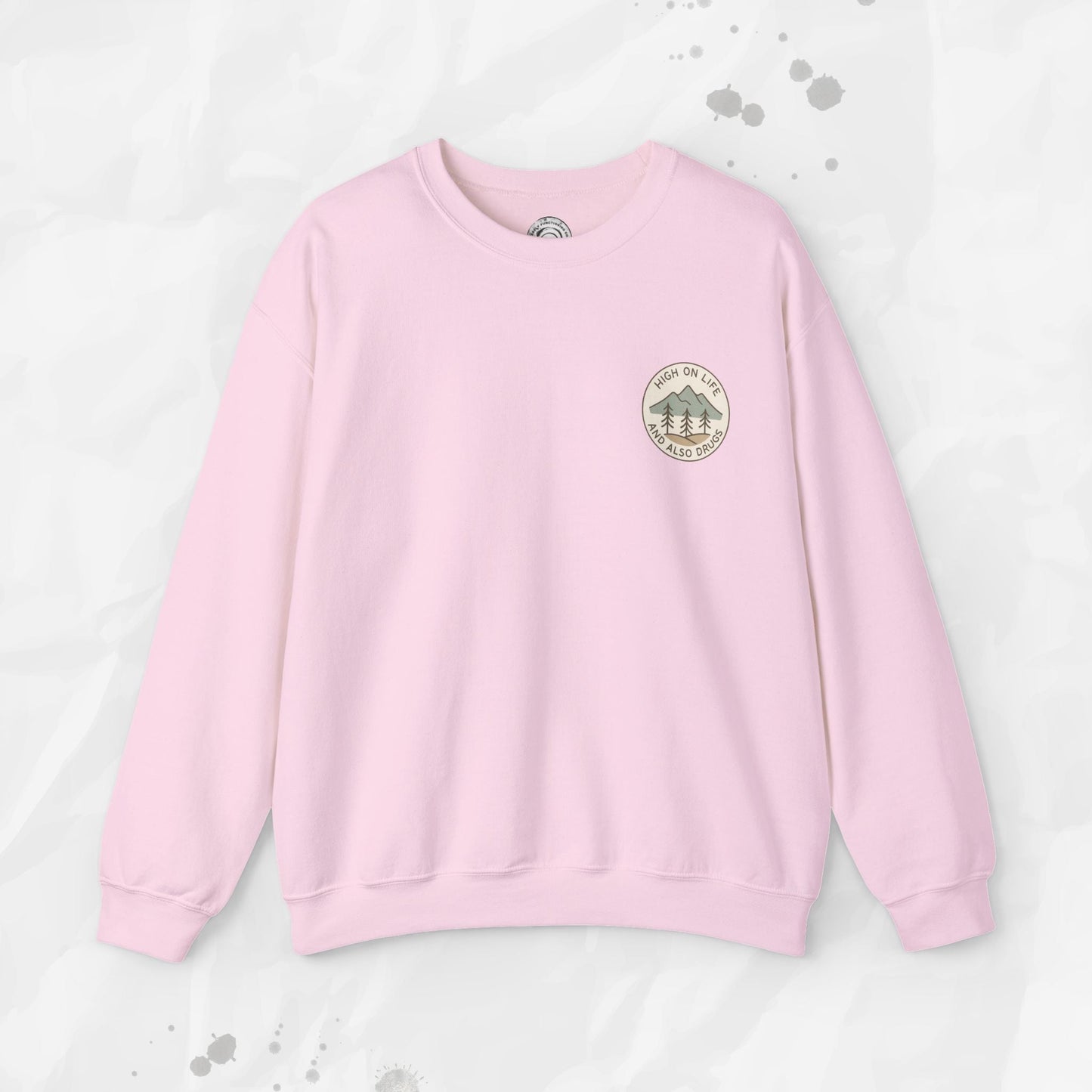 High on Life (and Also Drugs) – Crewneck Sweatshirt (Pocket Print)