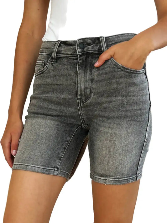 Judy Blue Full Size High Waist Washed Denim Shorts