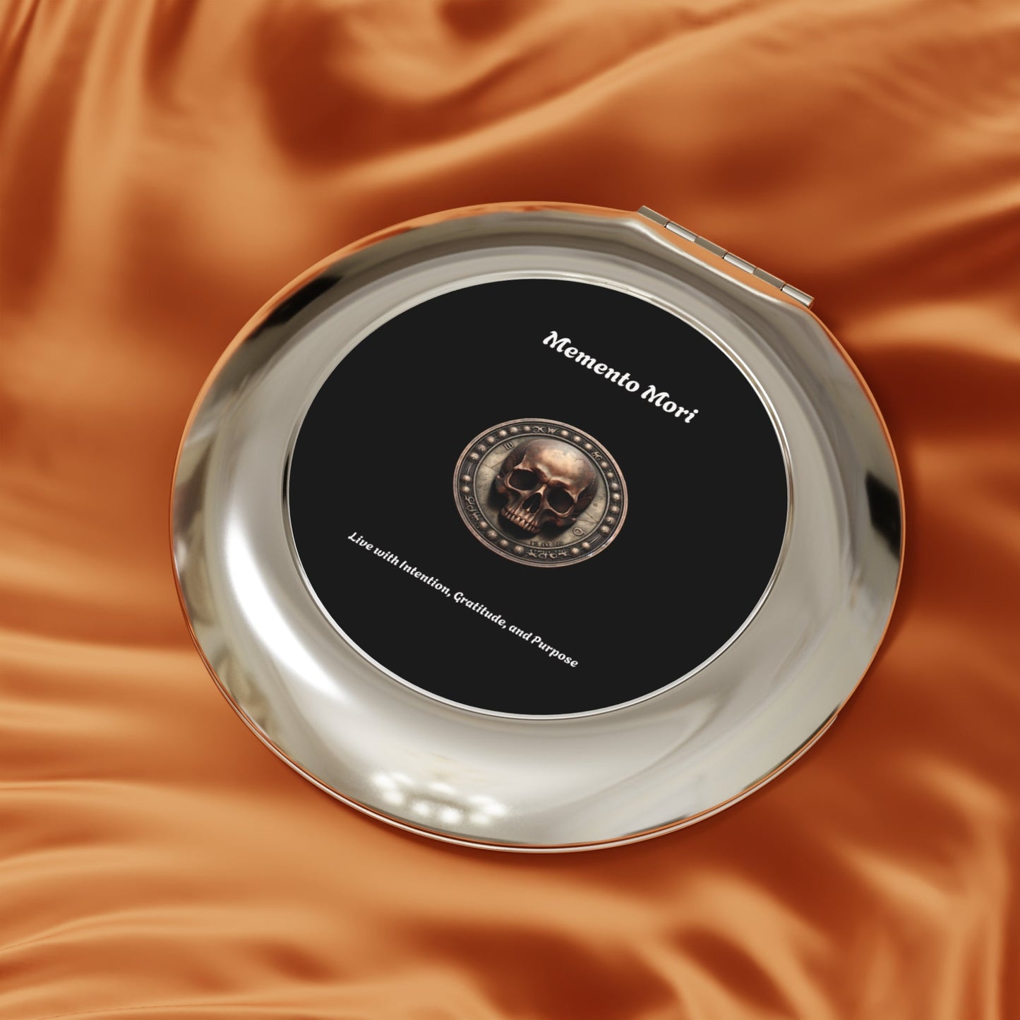 "Memento Mori" Compact Travel Mirror - "Live with Intention, Gratitude, and Purpose"