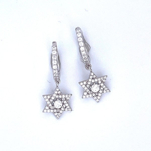 925 Sterling Silver Star of David Pendant Dangling