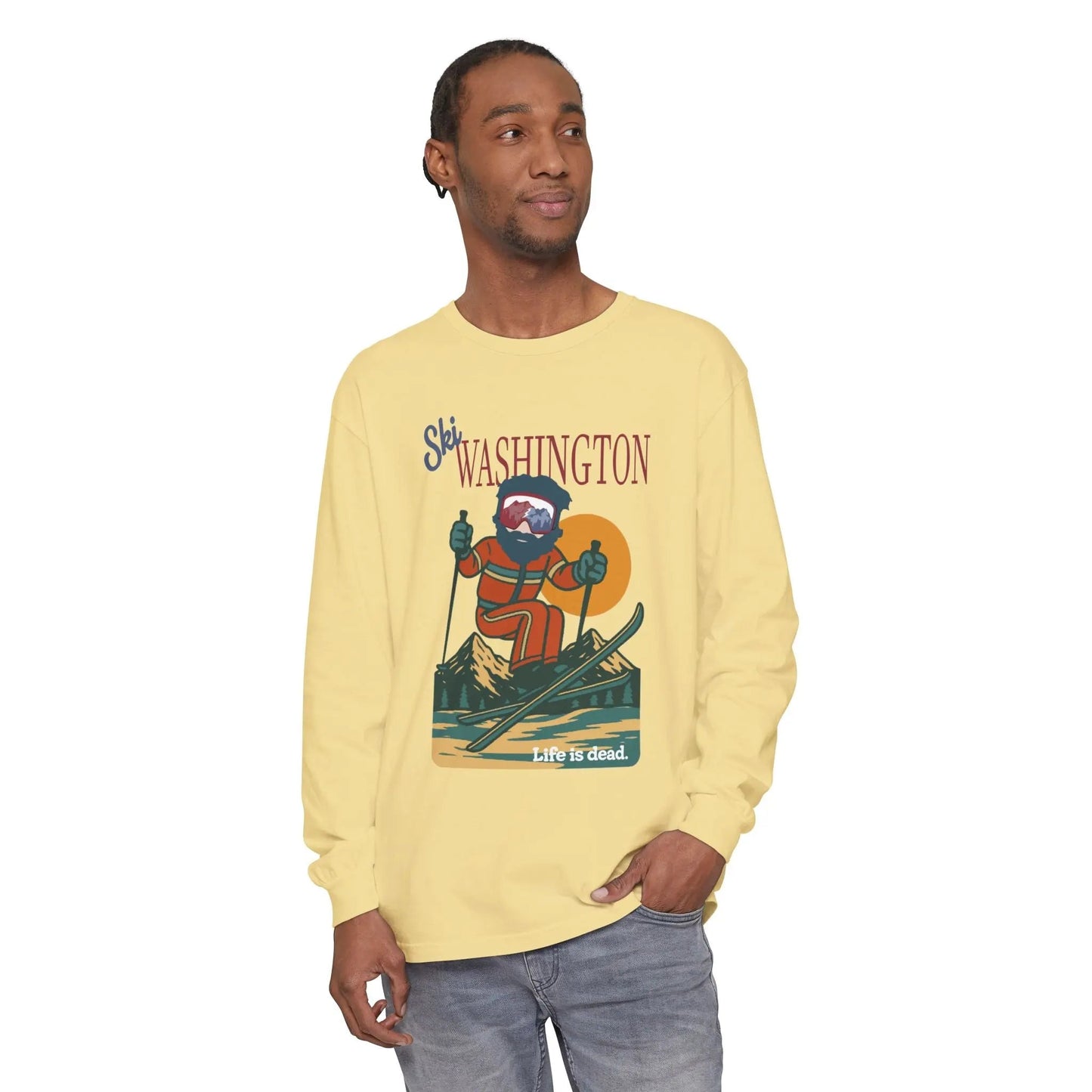 Ski Washington - Life is dead.® Mountain Collection Garment-Dyed Long Sleeve T-Shirt