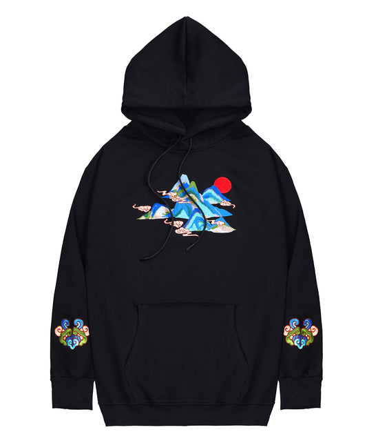 KH9232 Mountains Embroidery Hoodie
