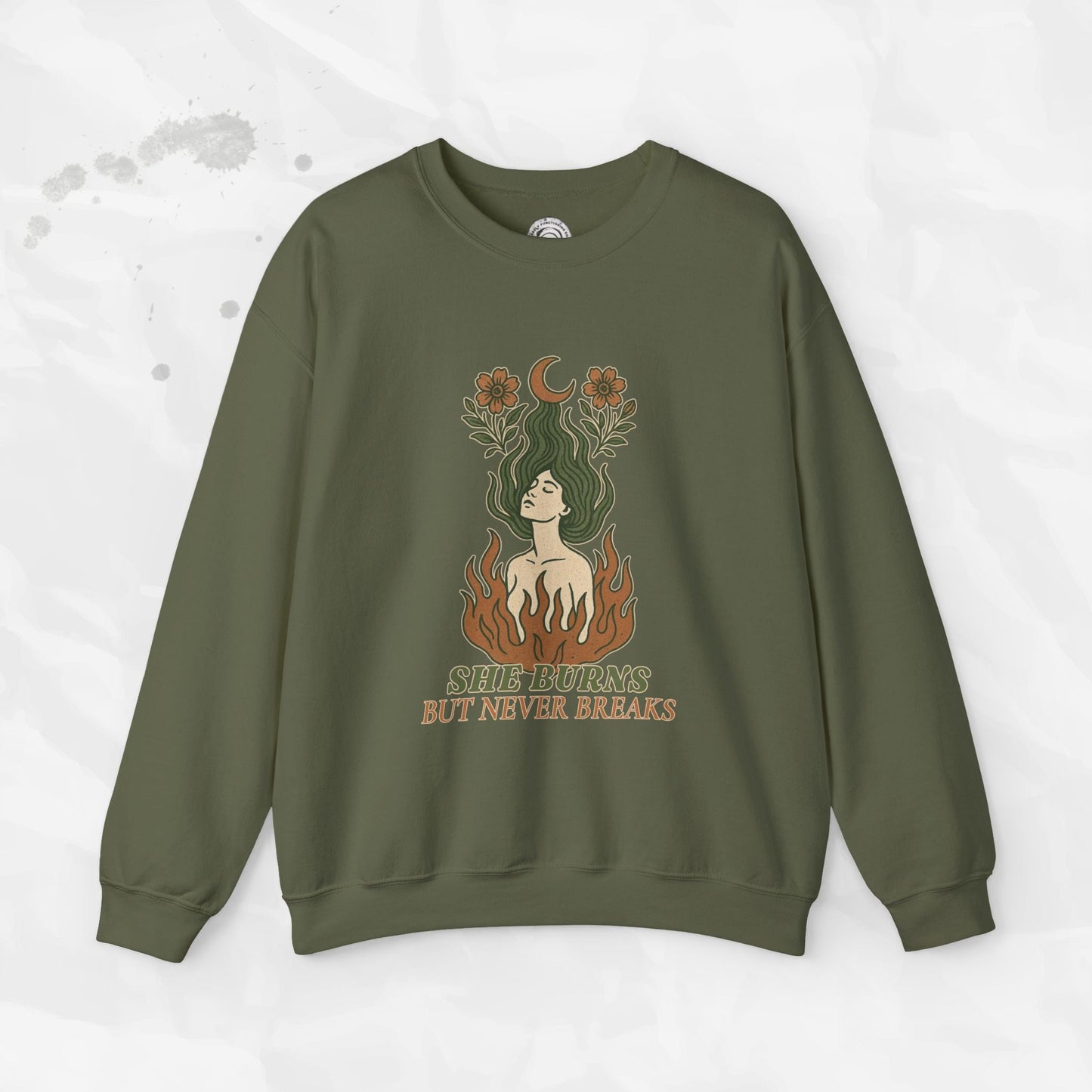 She Burns But Never Breaks – Crewneck Sweatshirt