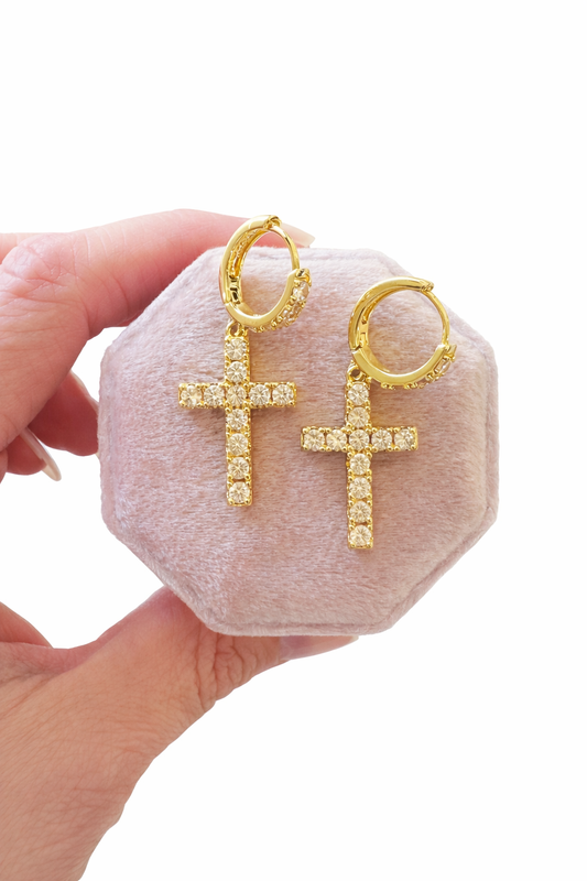 Angela Cross Earrings- Gold