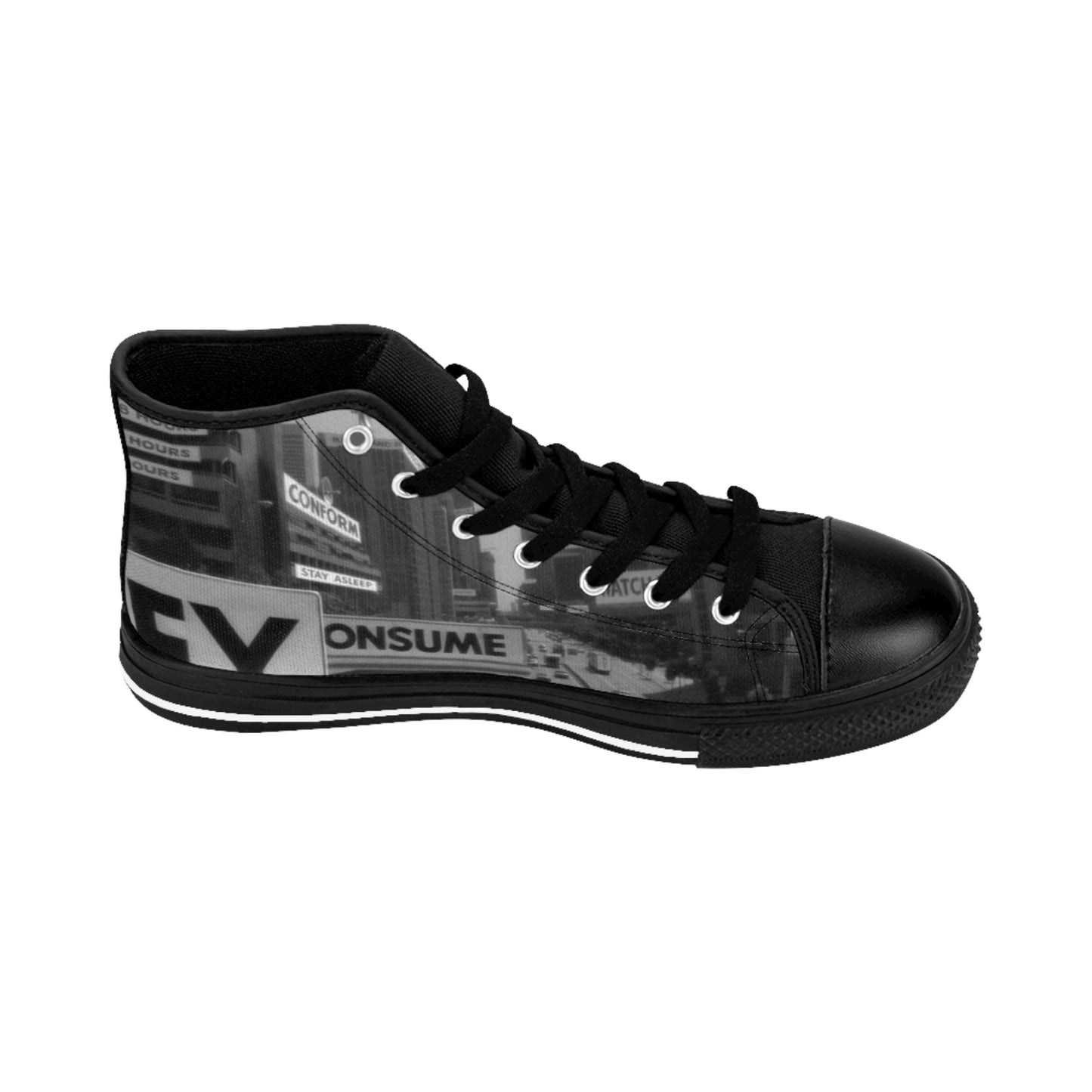 Men's Classic High-Top Sneakers - Urban Graffiti Design - "They Live"