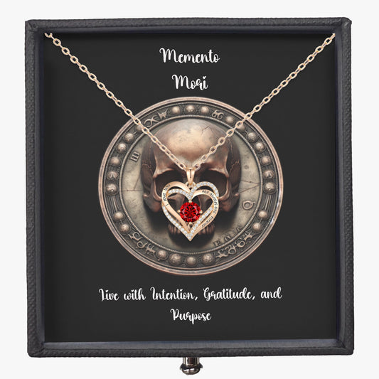 Heart Birthstone Necklace - "Memento Mori"