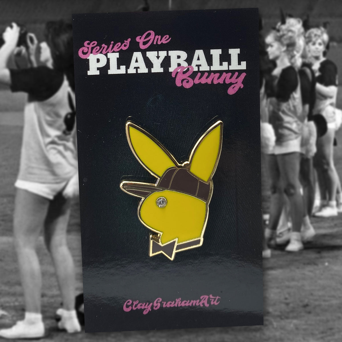 Playball Bunny Blind Bag hard enamel pin w/ gem "eye"