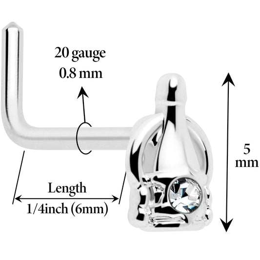 20G 7mm Clear Gem Champagne Dreams L Shape Nose Ring