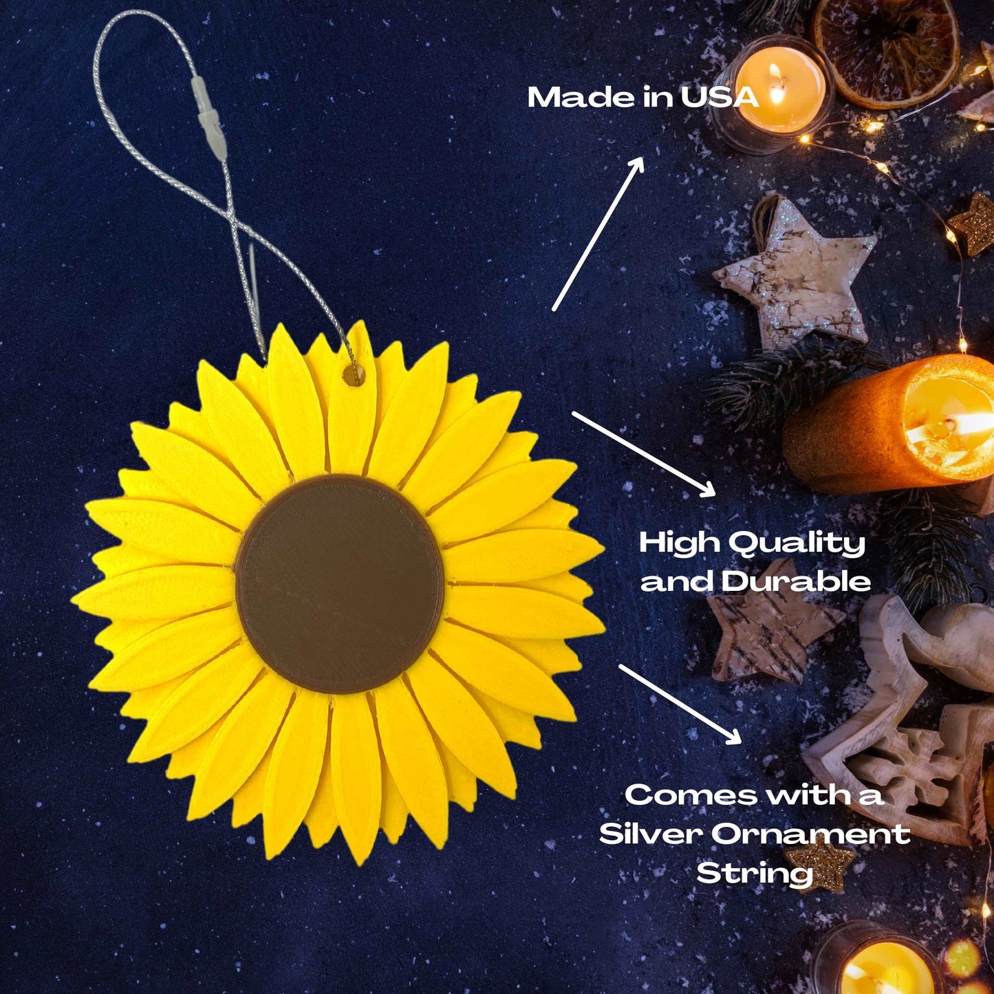 Sunflower Flower Christmas Ornament - Perfect for Decorating your Christmas Tree - Decorative Holiday Ornament - Made in The USA