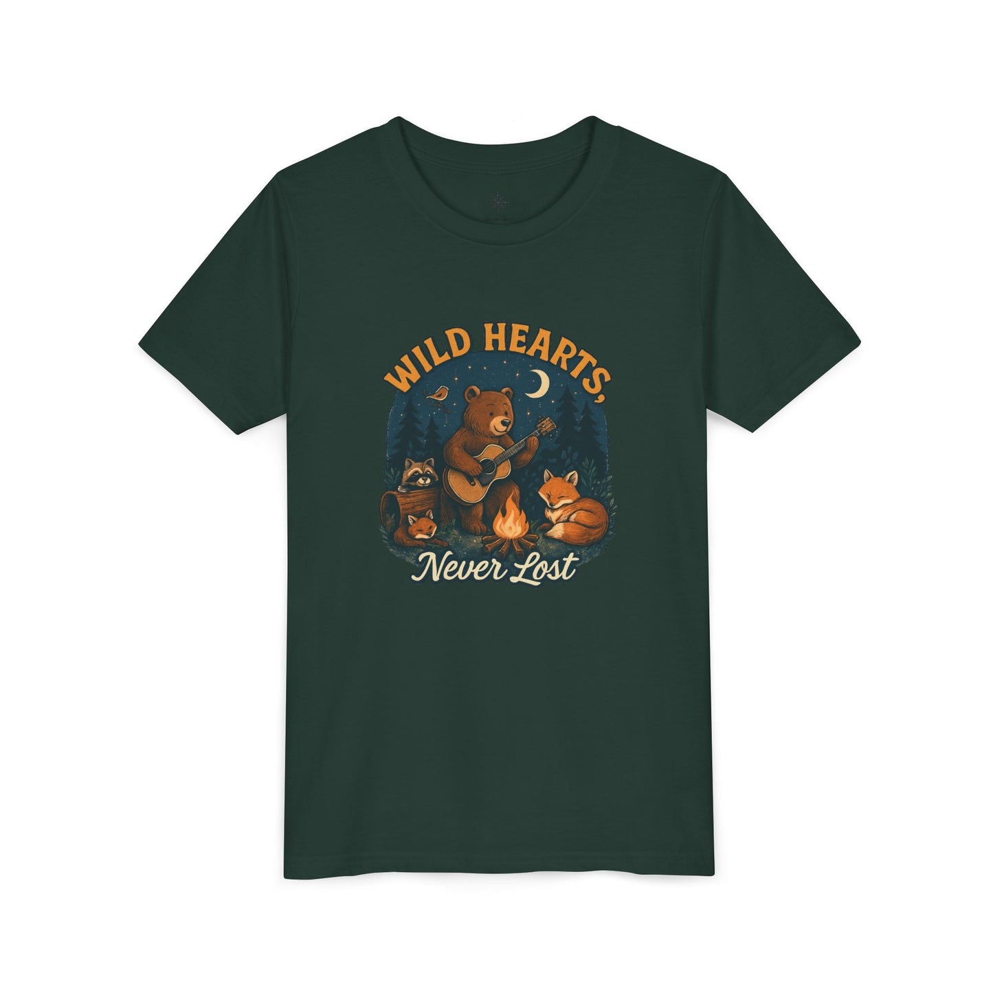 "Wild Hearts Never Lost Campfire Bear" - Youth Tee