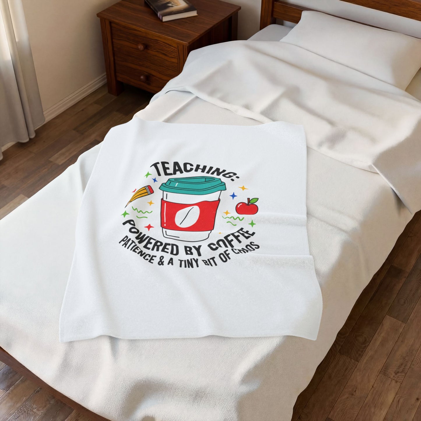 Teaching: Powered by Coffee Velveteen Plush Blanket | Teacher Appreciation, Teacher Life