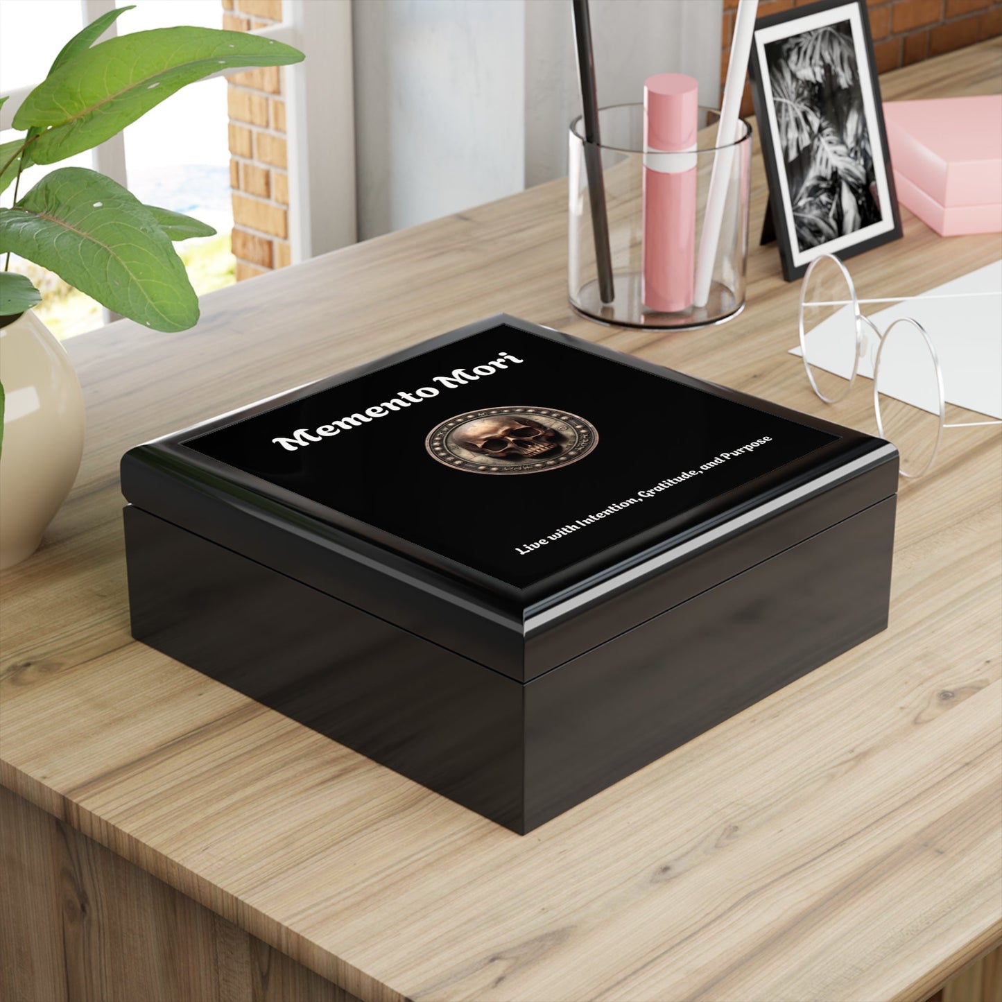 "Memento Mori" Jewelry Box for Intentional Living - "Live with Intention, Gratitude, and Purpose"
