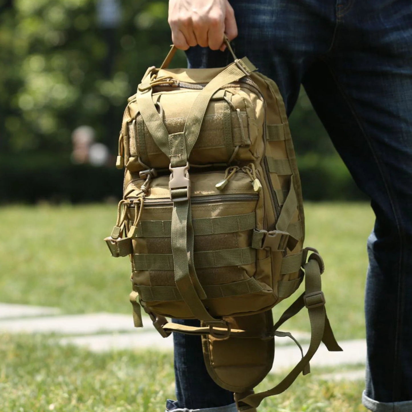 Jupitergear Tactical Military Sling Backpack 15L Shoulder Bag Molle Outdoor Daypack Backpack with Adjustable Strap