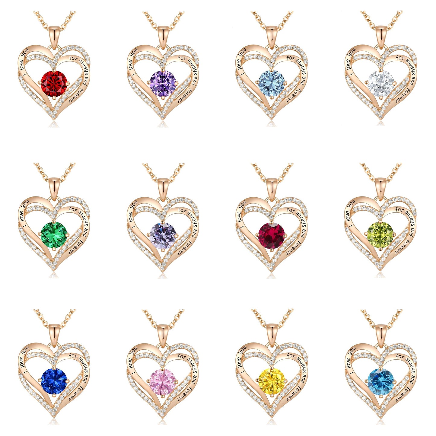 Heart Birthstone Necklace - "Memento Mori"