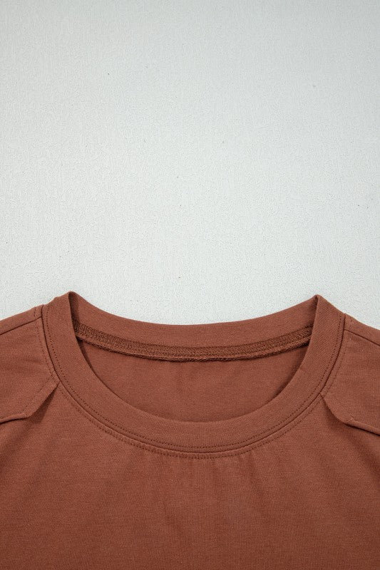 Solid Raw Seam Long Sleeve Top