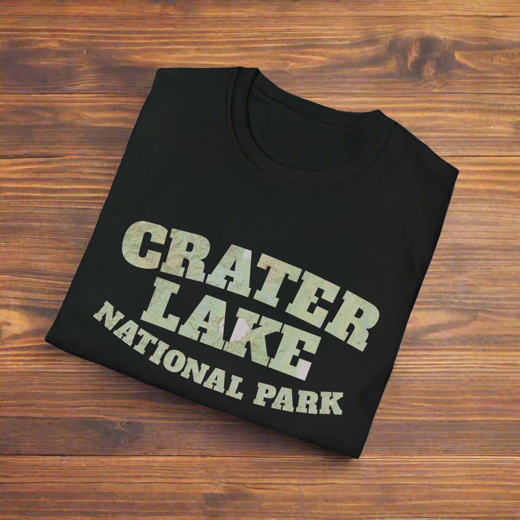 Crater Lake Topographic Map National Park Unisex Fit Soft T-Shirt