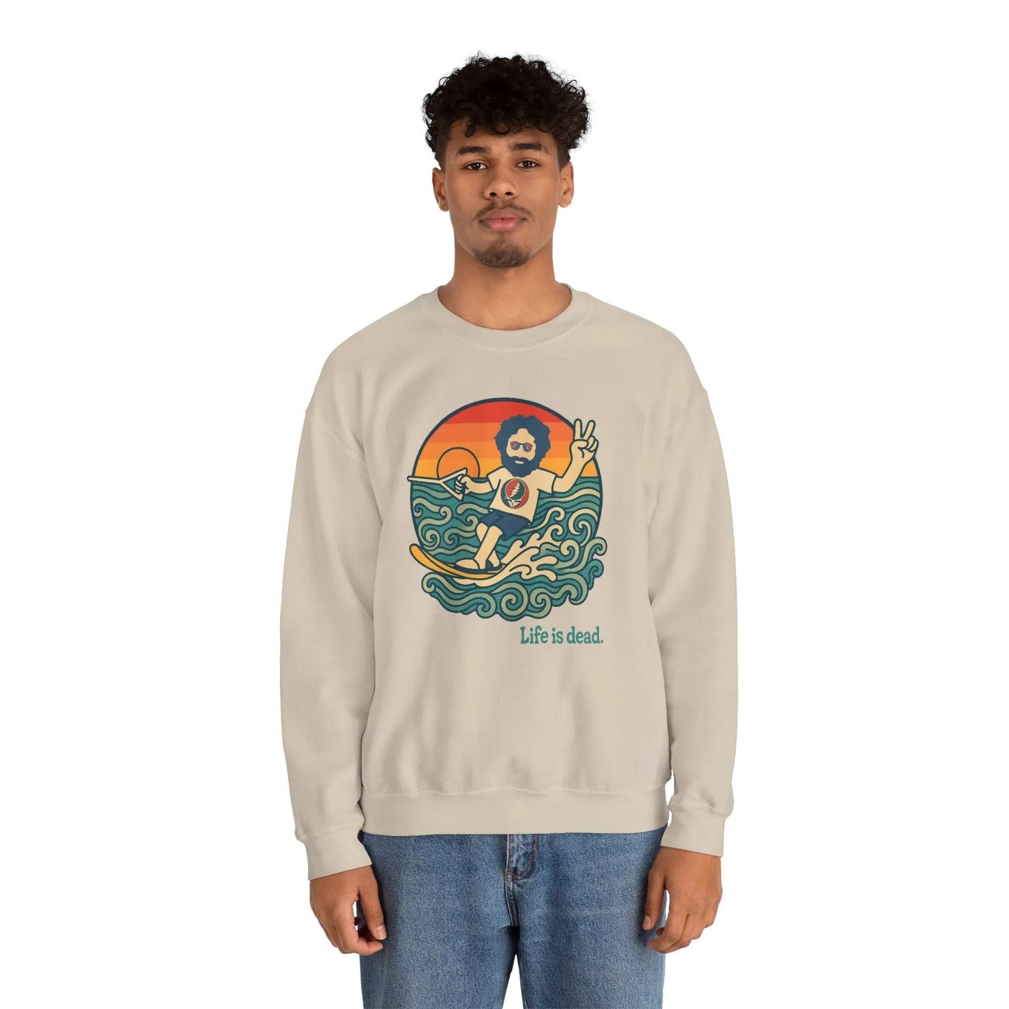 Waterskiin' Jerry Life is dead.® Crewneck | Grateful Dead