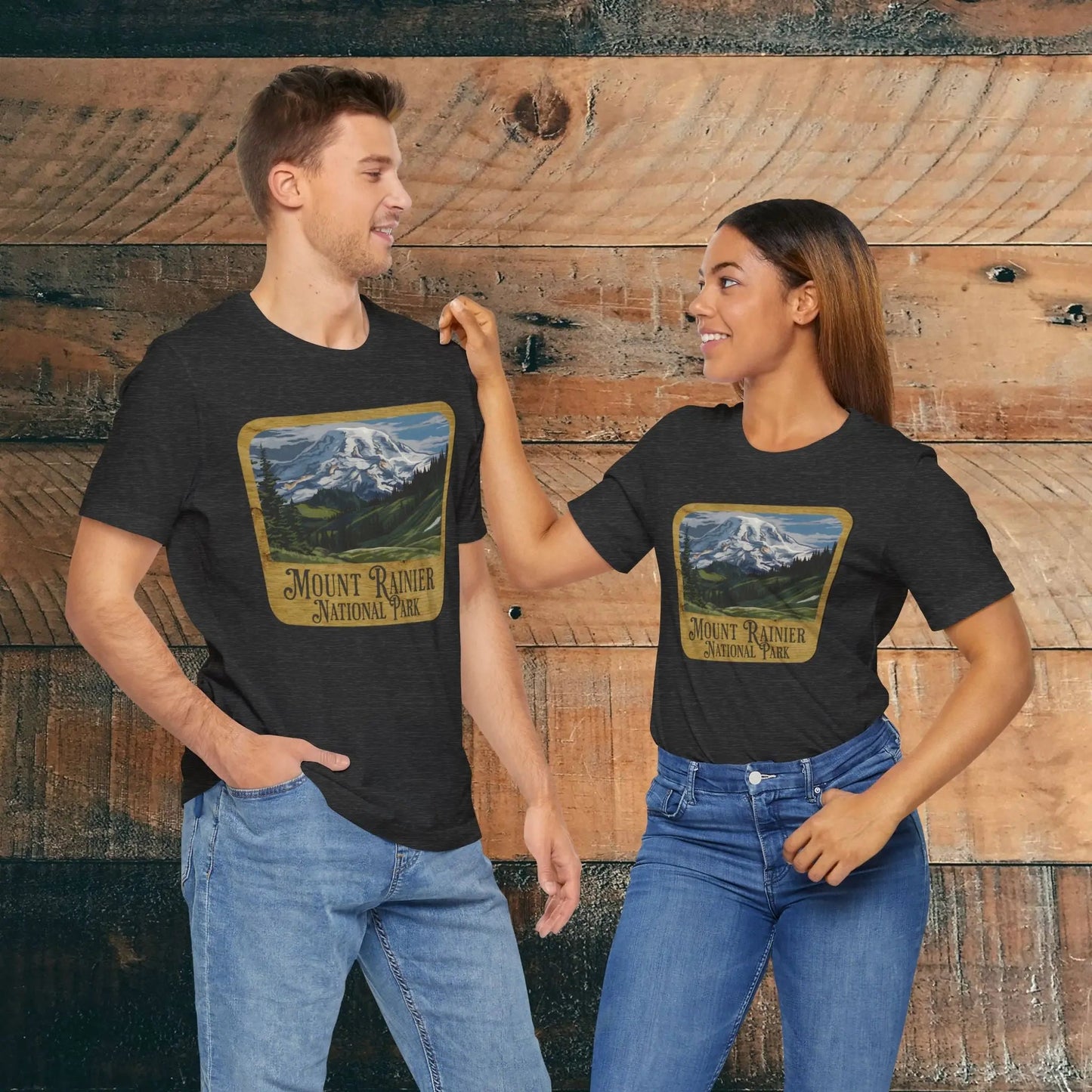 Mount Rainier National Park T-Shirt Mountain Wood Sign