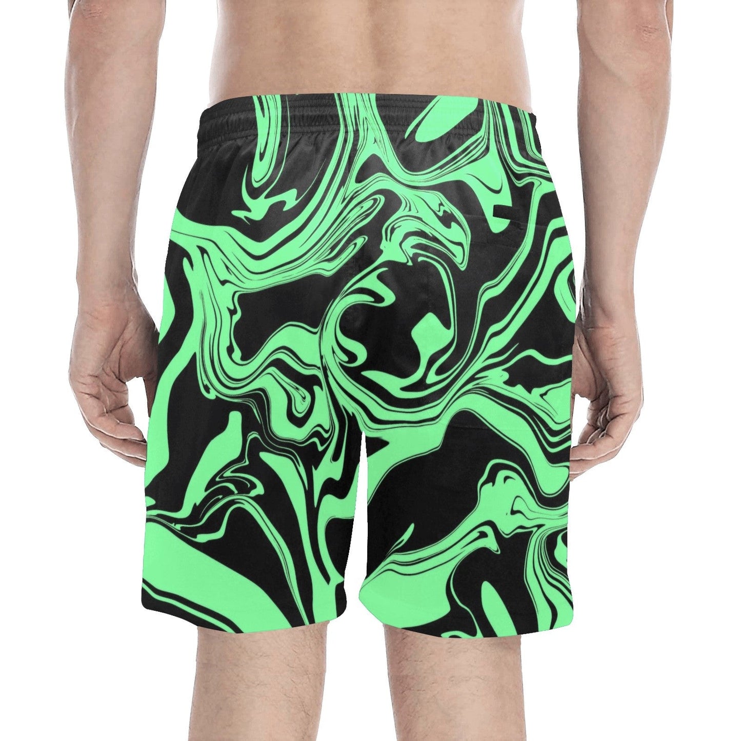 Slime in the Dark Green and Black Oil Spill Swim Shorts