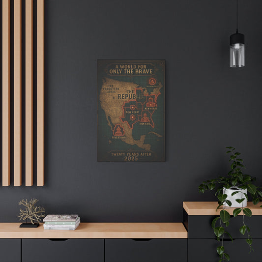Artistic Wall Canvas Map - "A World for Only the Brave"