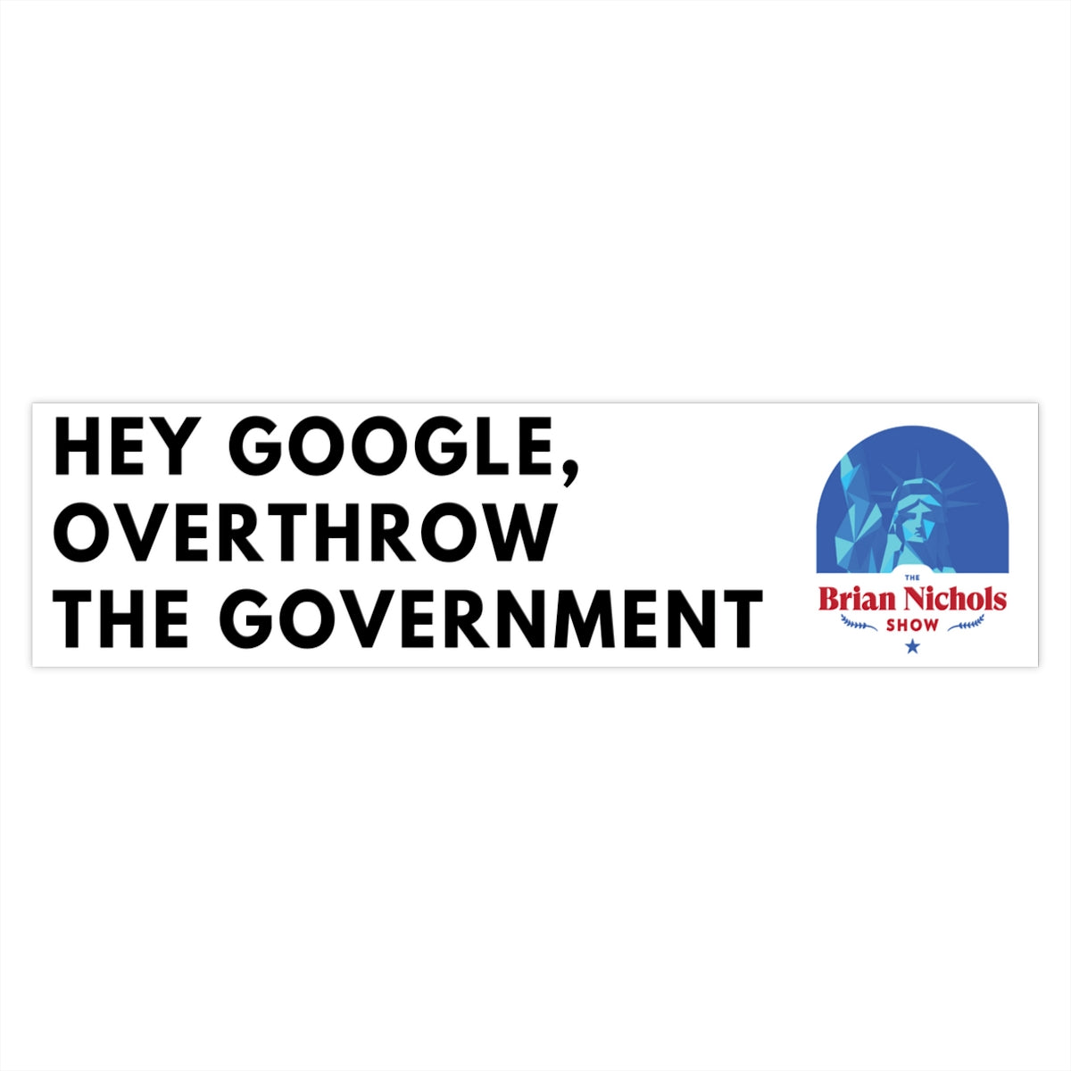 Hey Google, Overthrow the Government Bumper Sticker (The Brian Nichols Show)