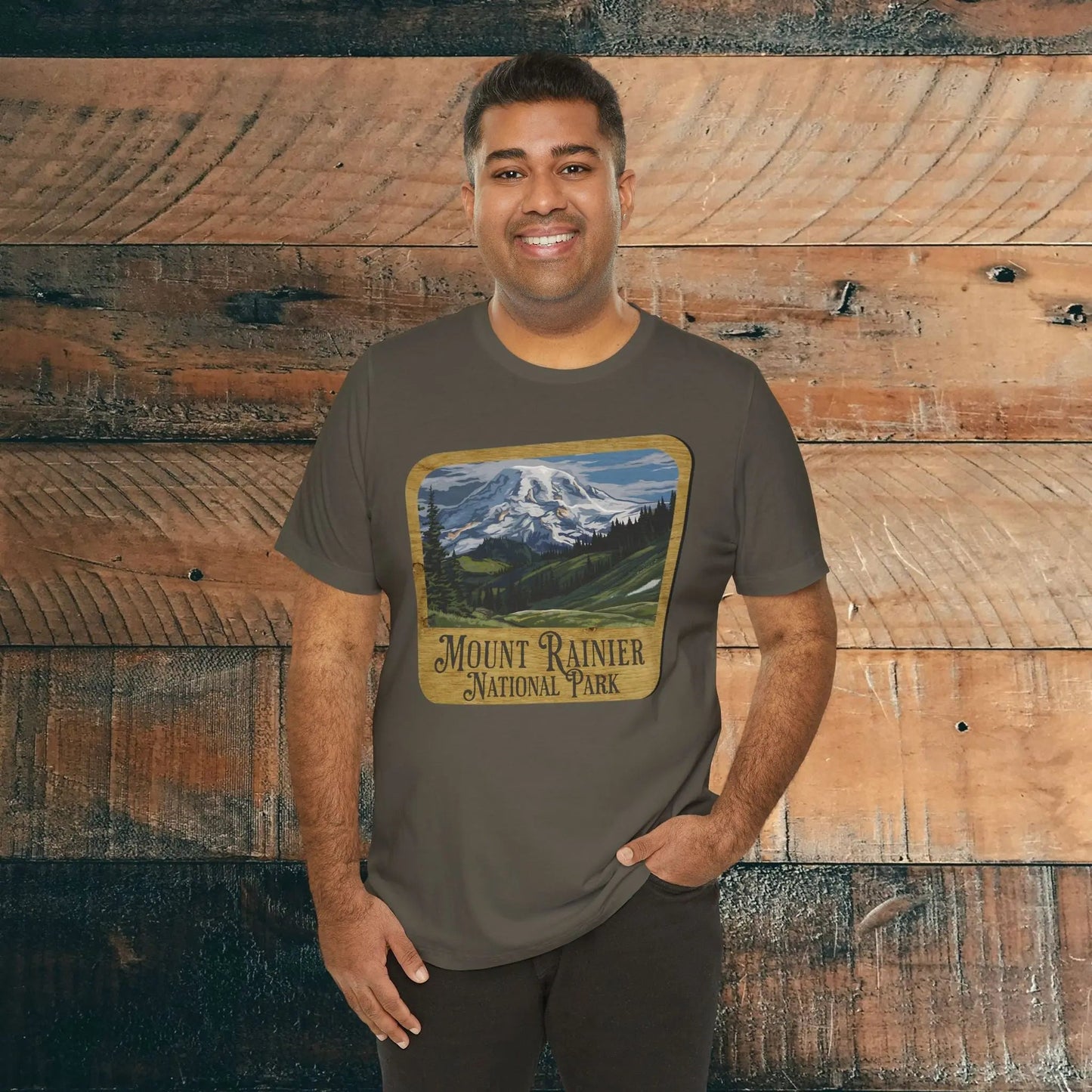Mount Rainier National Park T-Shirt Mountain Wood Sign