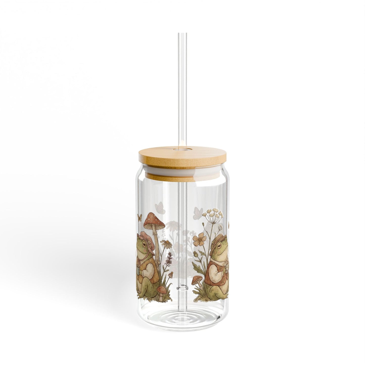 Watercolor Frogs Tea Party Sipper Glass