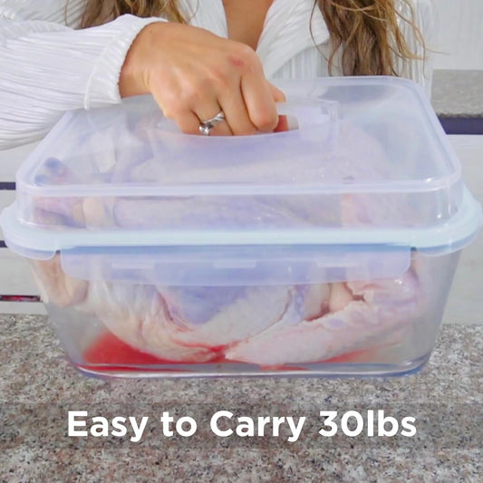 6500 ML / 220 Oz / 28 Cup LARGE Glass Food Storage Container with Airtight Locking Lid. Ideal Storing Food, Vegetables, Fruits. Baking Casserole, Lasagna, Roasting Turkey, Chicken BPA Free Oven Safe