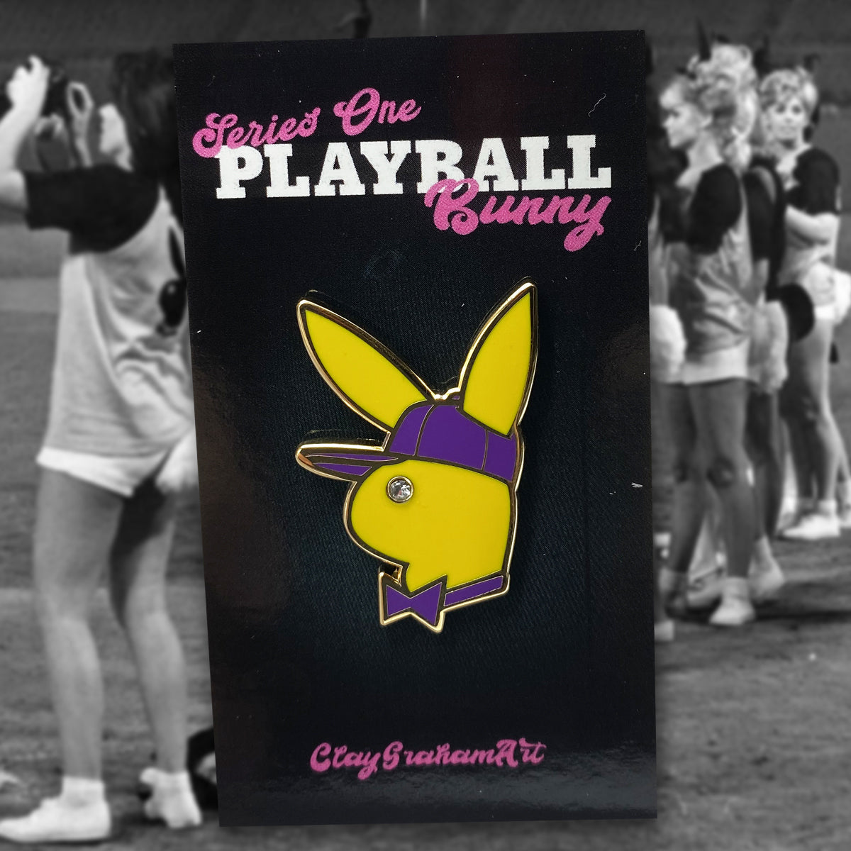 Playball Bunny Blind Bag hard enamel pin w/ gem "eye"
