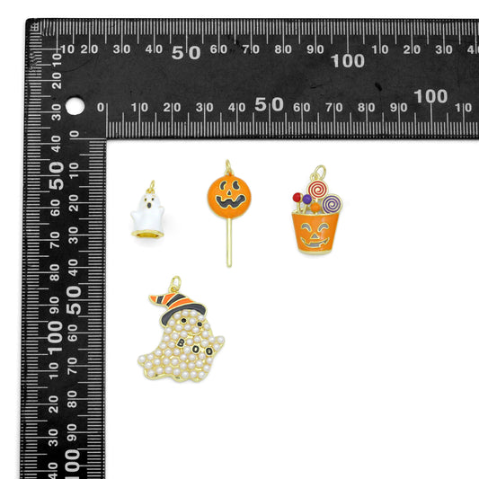 Halloween Boo Ghost Pumpkin Lollipop Candy Basket Charm Pendant, Halloween Sku#A519