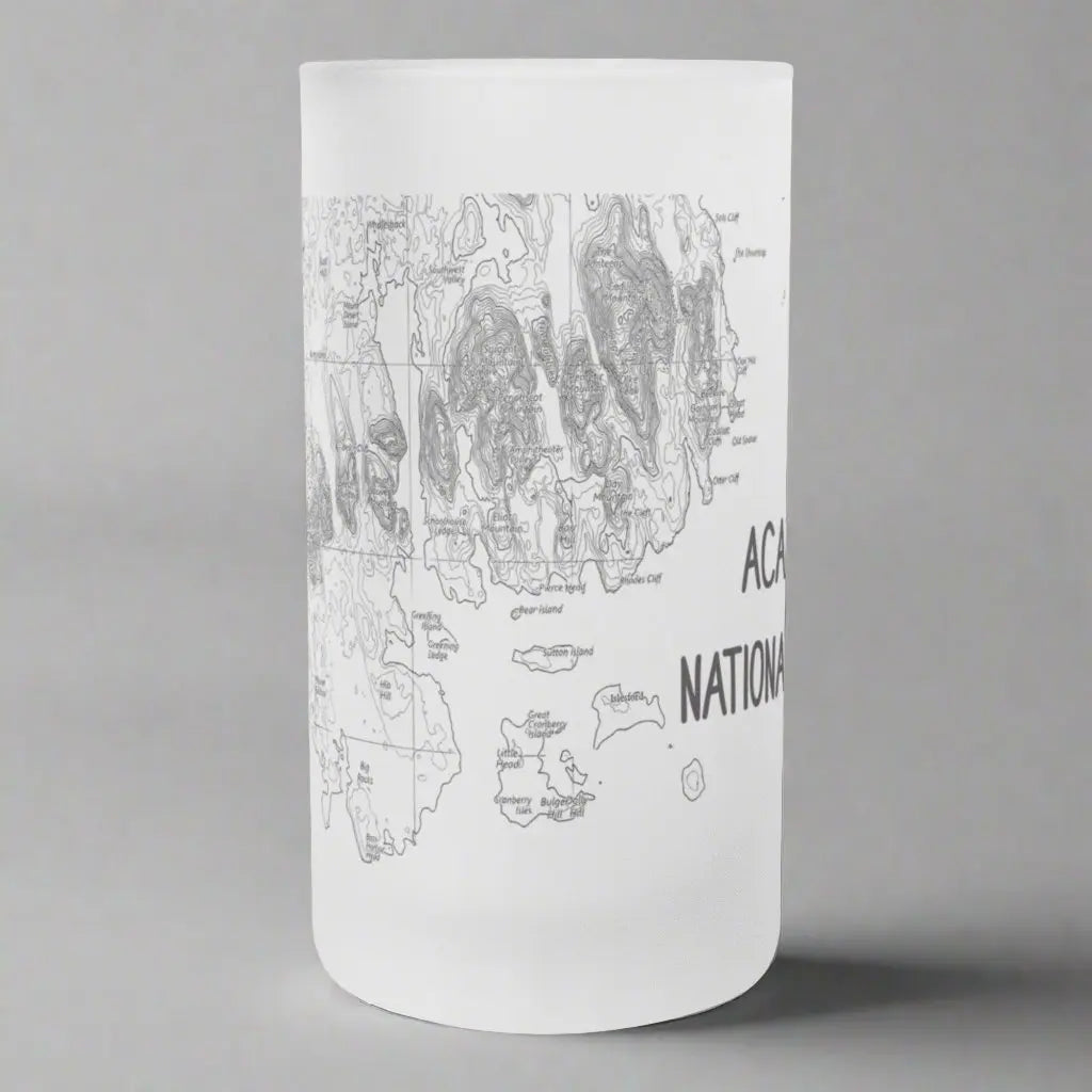 Acadia National Park Topographic Frosted Pint Glass