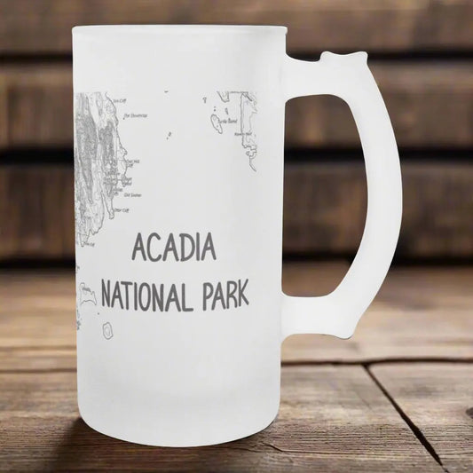 Acadia National Park Topographic Frosted Pint Glass