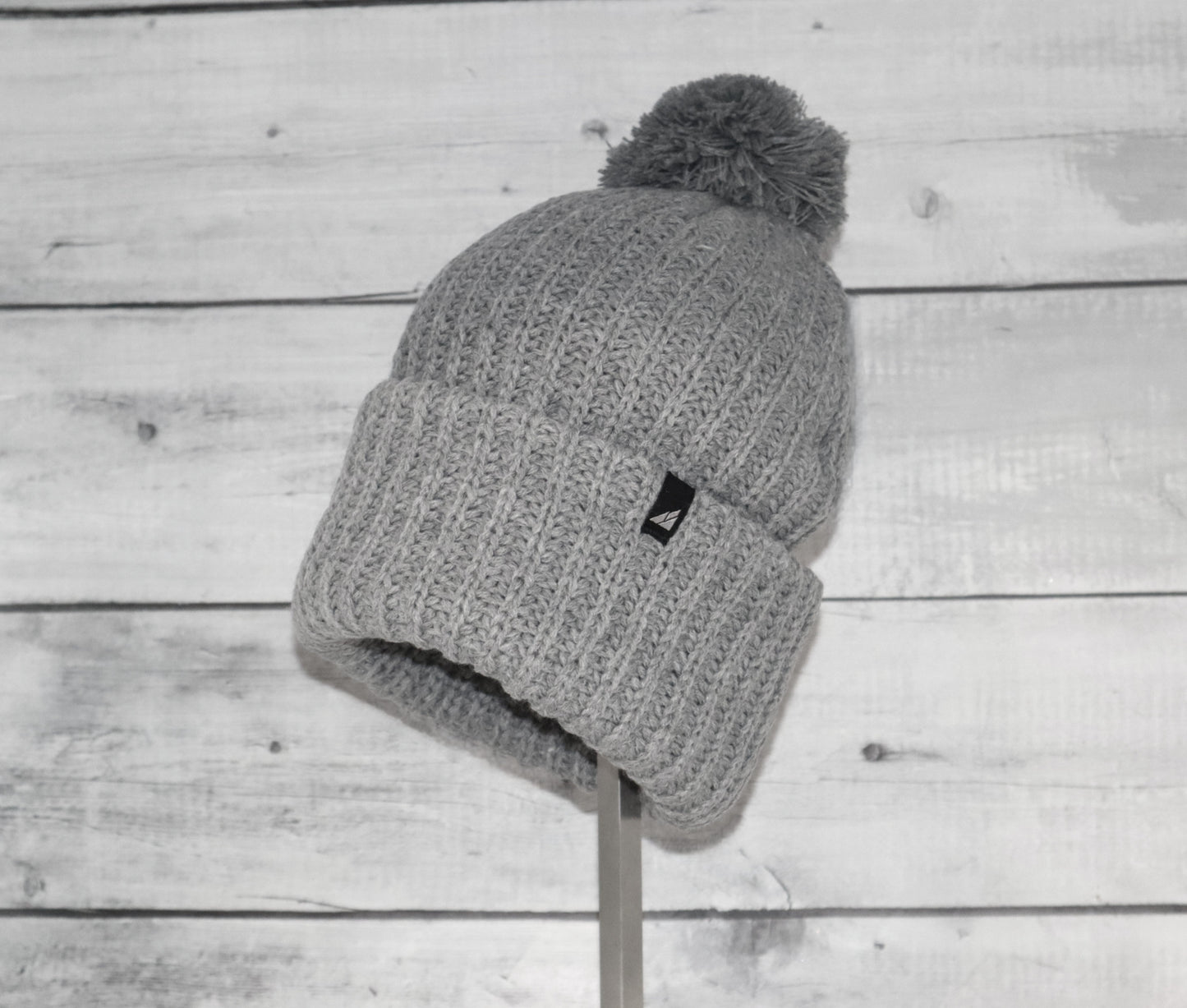 Adult Acrylic Ribbed Cuff with Matching Pom Hat