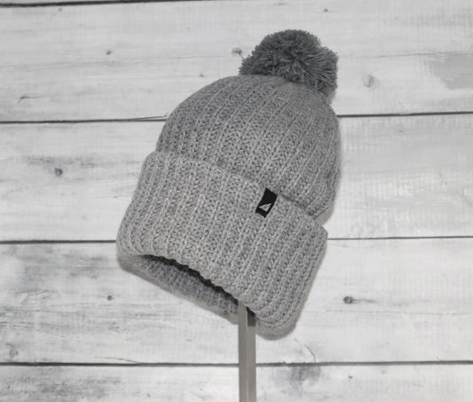 Adult Acrylic Ribbed Cuff with Matching Pom Hat