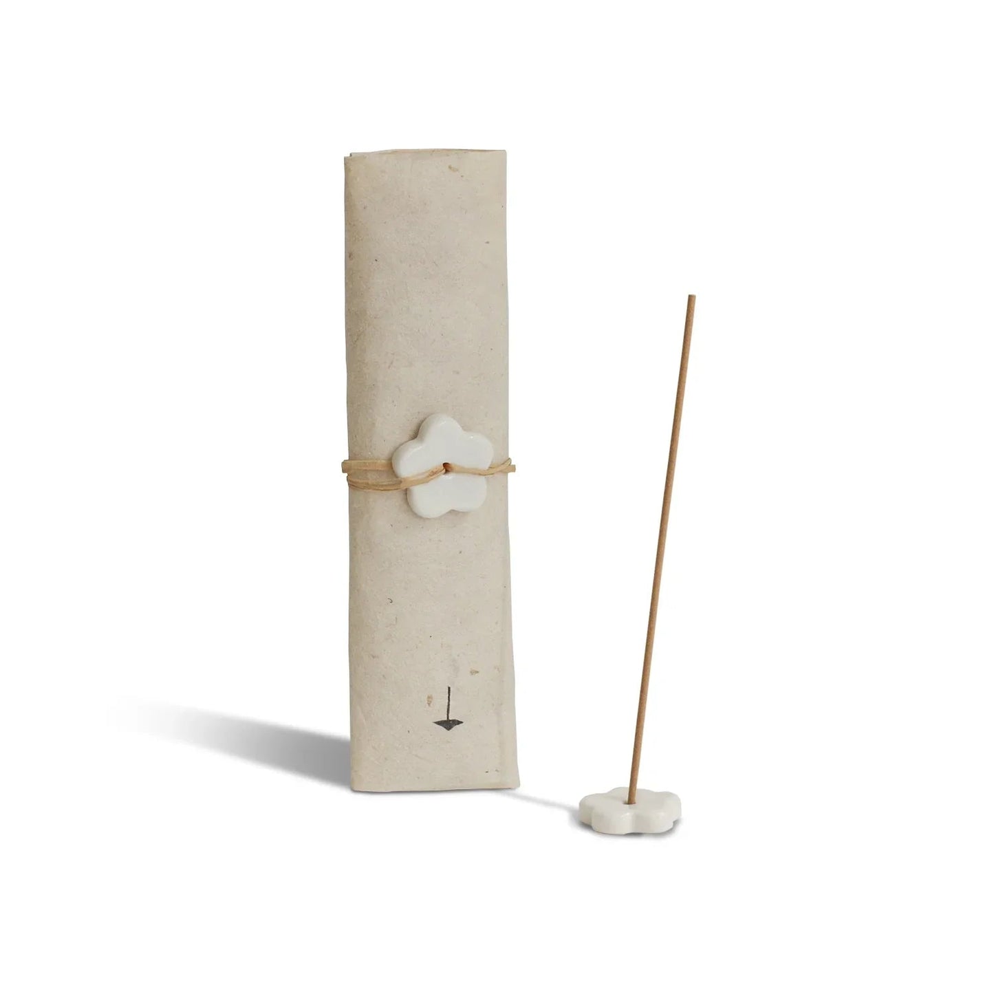 Aged Indian Sandalwood Incense Stick Set – 30 Sticks with Ceramic Holder