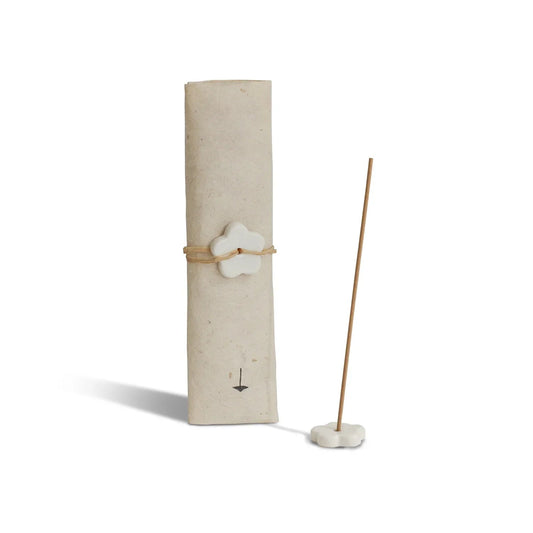 Aged Indian Sandalwood Incense Stick Set – 30 Sticks with Ceramic Holder